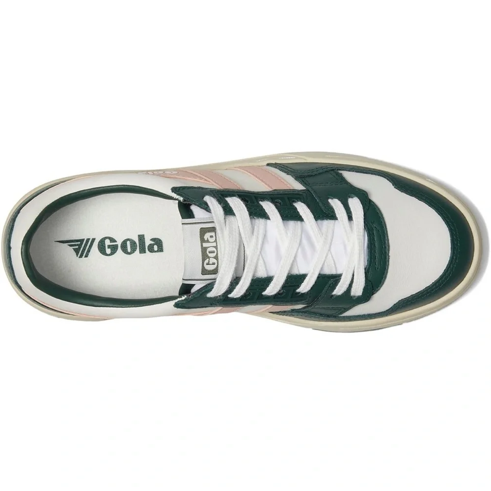 Gola Challenge CLB535 Women's White, Evergreen & Pearl Pink Sneakers Size 5 NEW